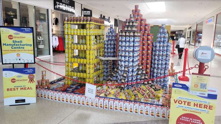 CANstruction build by Shell Manufacturing Centre. March 4, 2024. (Photo by Stephanie Chaves)