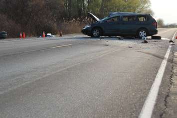 OPP officers investigate a fatal crash on Hwy. 3 near Morse Rd., April 29, 2015. (Photo by Jason Viau)