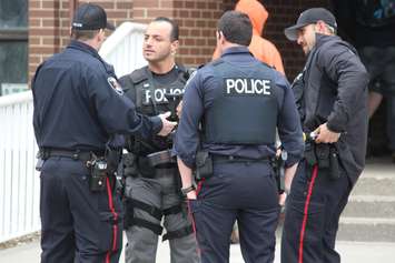 Windsor police investigate a stabbing in the 400 block of Glengarry Ave., April 22, 2015. (Photo by Jason Viau)
