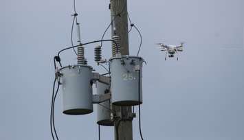Enwin Utilities use drone technology to inspect hydro infrastructure, September 7, 2016. (Photo by Maureen Revait) 