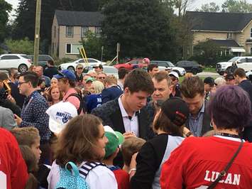 Mitch Marner draws a crowd in Lucan for Kraft Hockeyville. (Photo by Ryan Drury)