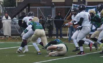 St. Pat's and Northern line up in the 2016 Senior Boys Football Finals.  Nov 19 ,2016 (photo by Jake Jeffrey)