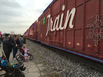 Hundreds gather in Windsor to watch as the CP Holiday Train pulls in. (Photo by Jason Viau)