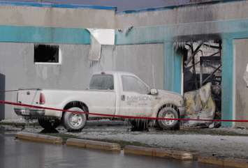 The scene of a $1-million fire at Mayson Machining on Sandwich St. in Windsor, Novermber 18, 2014. (photo by Mike Vlasveld)