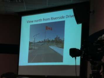 The Great Canadian Flag Project shows Windsor City Council what the flag will look like once erected, February 17, 2015. (Photo by Mike Vlasveld)
