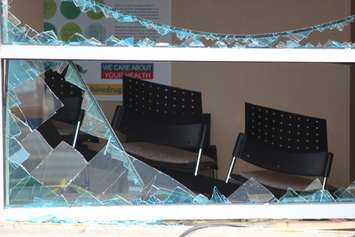 Emergency crews respond to a walk-in clinic on Tecumseh Rd. E after a car smashes through the front window, June 8, 2015. (Photo by Jason Viau)