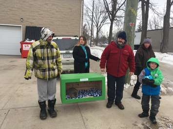 Heaven's Wildlife workers bring Ollie over to the Wyoming Library. February 2, 2018. (Photo by Colin Gowdy, Blackburn News)