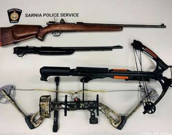 Weapons seized from a Cameron St. home in Sarnia (Photo courtesy of Sarnia Police Service)