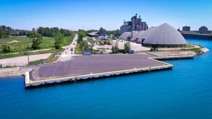 An aerial view of the Cestar Dock at Sarnia Harbour. Image courtesy of the City of Sarnia.