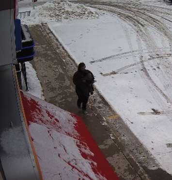 South Bruce OPP would like to speak to this person in connection with a break-in at a business on McNab Street in Walkerton on February 4th. Photo courtesy of the OPP.