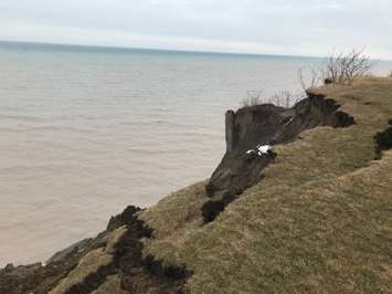 Talbot Trail erosion near Dealtown. March 4, 2020. (Photo by Paul Pedro)
