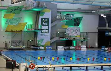 The stage is set for the FINA Diving World Series event in Windsor. (Photo by Maureen Revait)
