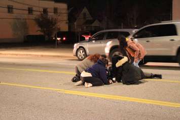 Police responded to a crash involving a motorcycle in the area of Tecumseh Rd. E and Arthur Rd., November 17, 2017. (Photo courtesy of Allan Johnson)