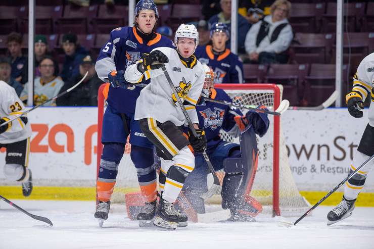 The Sarnia Sting hosting the Flint Firebirds. 13 October 2023. (Metcalfe Photography)
