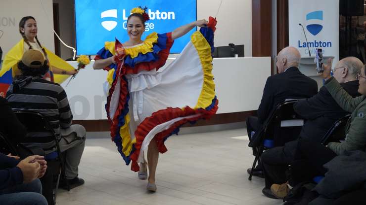 Lambton College students showcase cultural fashion. November 2, 2023. (Photo by Natalia Vega)