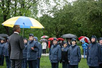 Former astronaut, Sarnia's Chris Hadfield speaks to cadets at Golden Hawk rededication May 31, 2015 (BlackburnNews.com photo by Dave Dentinger)