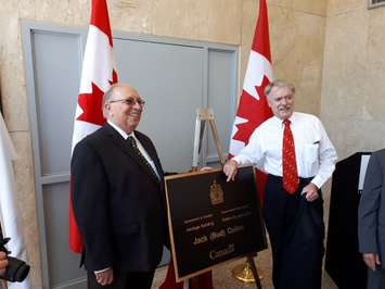 Sarnia-Lambton MPP Bob Bailey and Mayor Mike Bradley at the Bud Cullen dedication.  August 10, 2018. (Photo by Colin Gowdy, BlackburnNews)