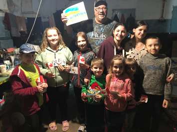 Kevin Broadwood visits bomb shelter in Ukraine (Photo via Keivn Broadwood Facebook)