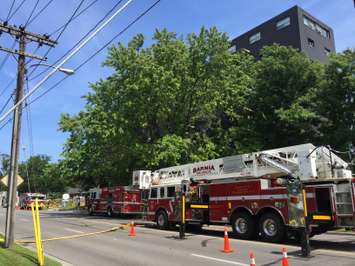 An apartment fire on Colborne Rd. in Sarnia August 7/15 (Blackburnnews.com Photo By Briana Carnegie)