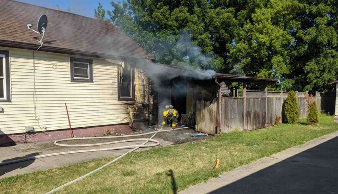 Fire on Edgar St. in Chatham. July 13, 2020. (Photo courtesy CKFES via Twitter.)