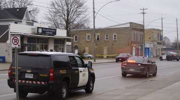 Lambton OPP investigate a robbery at Paul Marley Pharmacy in Wyoming March 7, 2017. BlackburnNews photo by Melanie Irwin