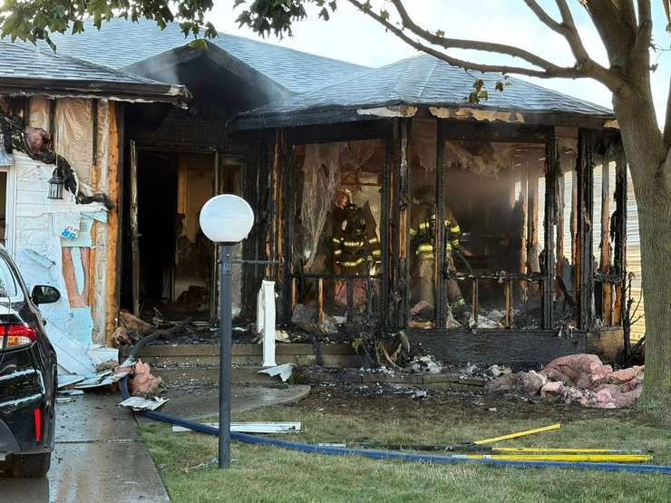 A home damaged in a fire in Sarnia at Blackwell Sideroad (Photo by: Sarnia Fire Rescue)