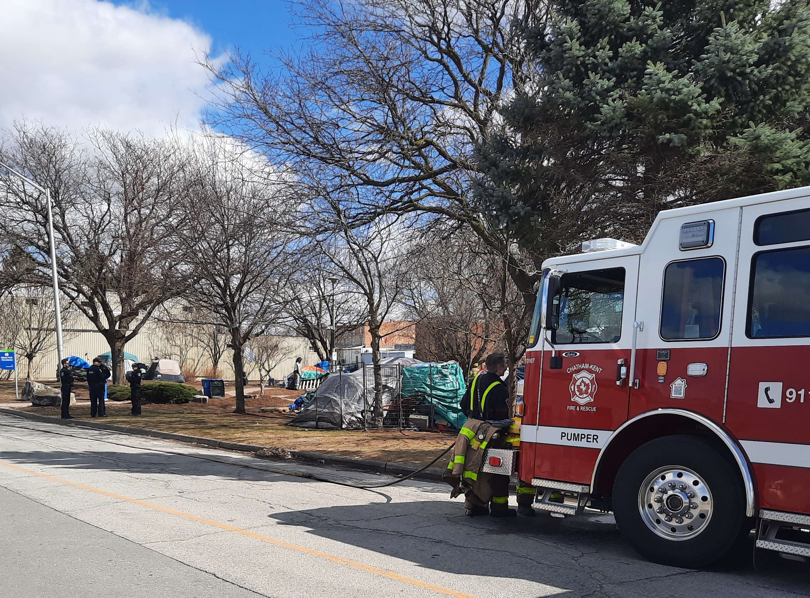 No injuries reported following encampment fire in Chatham