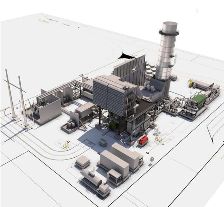 Conceptual design of a ~500 MW simple cycle gas turbine facility. Photo courtesy of Atura Power presentation.