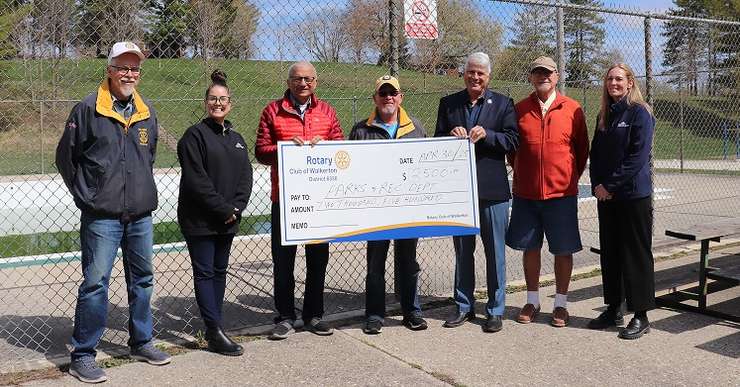 Tim Mancell, Lisa Fagan, Recreation Programming Supervisor, Ash Puri, Tom Traversy, Mayor Chris Peabody, Gerry Gerlofsma, and Colleen Gillis, Director of Community Services. Photo provided by the Municipality of Brockton.