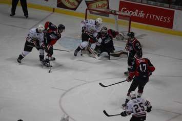 The Windsor Spitfires play the Owen Sound Attack at the WFCU Centre on January 7, 2016. (Photo by Ricardo Veneza)