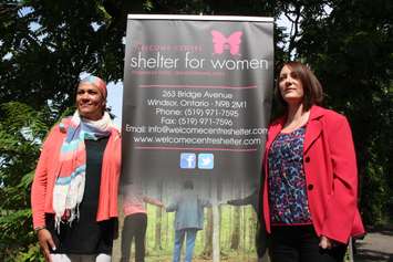 Welcome Centre Shelter for Women Director of Community Engagement Remy Boulbol (left) and Executive Director Lady Laforet (right), August 6, 2015. (Photo by Mike Vlasveld)