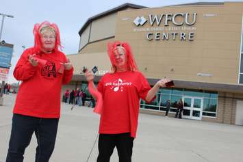 Fran Ferguson, left, and sister Rose Tako left the Windsor Express game disappointed after learning it was cancelled, April 30, 2015. (Photo by Jason Viau)