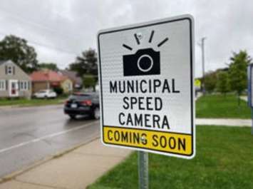 Signage notifying residents that ASE devices will be installed in the area soon. (Photo supplied by City of London)