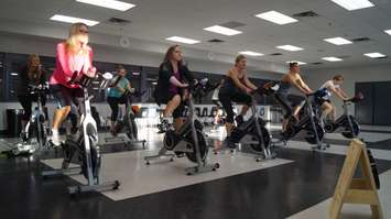 The CMHA LK kicks off its Ride Don't Hide campaign with a ceremonial spin class. The event takes place June 26th.  April 5, 2016 (BlackburnNews.com Photo by Briana Carnegie)