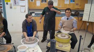 Lambton College hosts local celebrities for the Bowl-a-Thon pottery event leading up to its Empty Bowls fundraiser in April. February 25, 2016 (BlackburnNews.com Photo by Briana Carnegie)