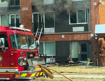 London firefighters respond to a second floor unit at a Baseline Road West apartment complex. Photo courtesy of the London Fire Department.