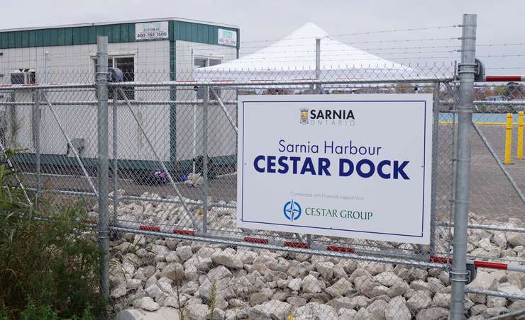 The Cestar Dock sign at Sarnia Harbour. October 31, 2024 Blackburn Media photo by Melanie Irwin.