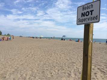 A buoy is missing from its stand at Erieau Beach where a man was pulled from the waters on August 24, 2014. (Photo by Ricardo Veneza)