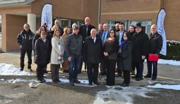 Dignitaries gather outside of the new St. Joseph's Hospice site at Lambton Meadowview Villa in Petrolia (Blackburn Media Photo by Josh Boyce)