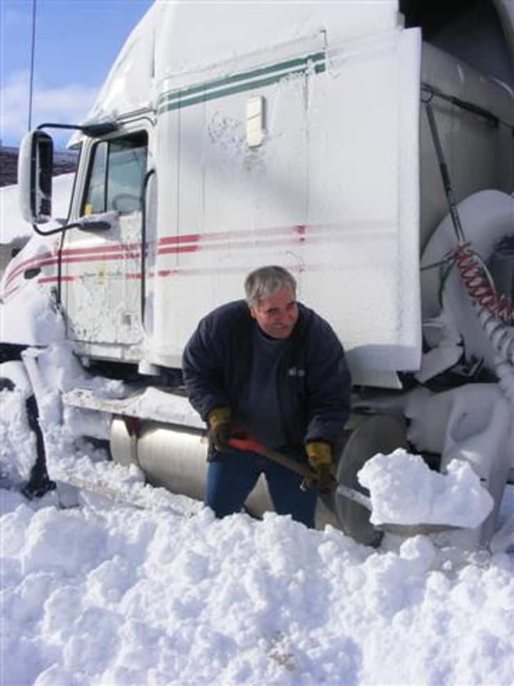 Trucker Doug McFarland Digging out on Oil Heritage Rd. during snowmageddon in 2010 (Submitted photo)