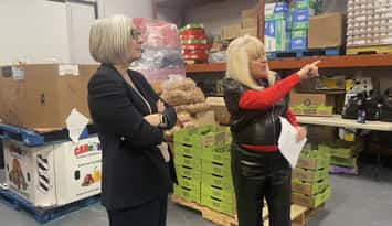 Minister Patty Hajdu tours the UHC Hub of Opportunities food bank in Windsor, February 18, 2026. (Photo by Maureen Revait) 
