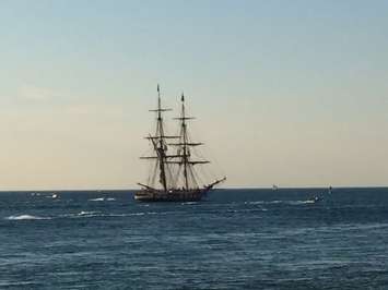 A tall ship travels north of the Blue Water Bridge in Sarnia (July 12, 2016) BlackburnNews.com photo by Melanie Irwin