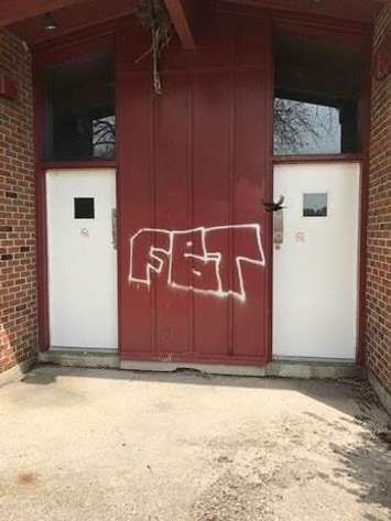 Vandalism At Tecumseh Pool Building (Photo Courtesy of Sarnia Police)