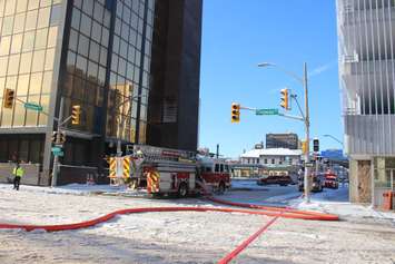 A fire at a high rise in downtown Windsor has sent three people to hospital with smoke inhalation. Nov 12, 2019. (Photo by Paul Pedro)