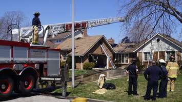Sarnia Fire and Rescue crews battle a fully involved structure fire on Eastfield Close in Brights Grove. April 30, 2018 (Photo by Melanie Irwin)