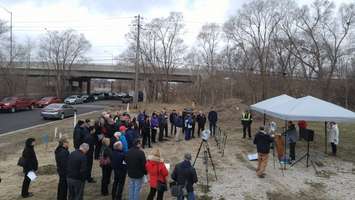 The site of the affordable seniors' housing project during the opening ceremony on Guthrie Dr. in Sarnia. April 11, 2018. (Photo by Colin Gowdy, Blackburn News)