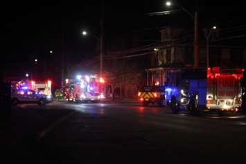 Emergency vehicles light up Richmond St in Walkerville, Windsor on April 1, 2018. Photo by Mark Brown/Blackburn News.