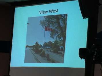 The Great Canadian Flag Project shows Windsor City Council what the flag will look like once erected, February 17, 2015. (Photo by Mike Vlasveld)