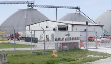 Cargill Sarnia, located on Exmouth Street. (2026 Blackburn Media file photo by Natalia Vega)
