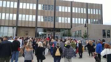 Anti-poverty rally at Sarnia city hall. October 13, 2017 (Photo by Colin Gowdy)
